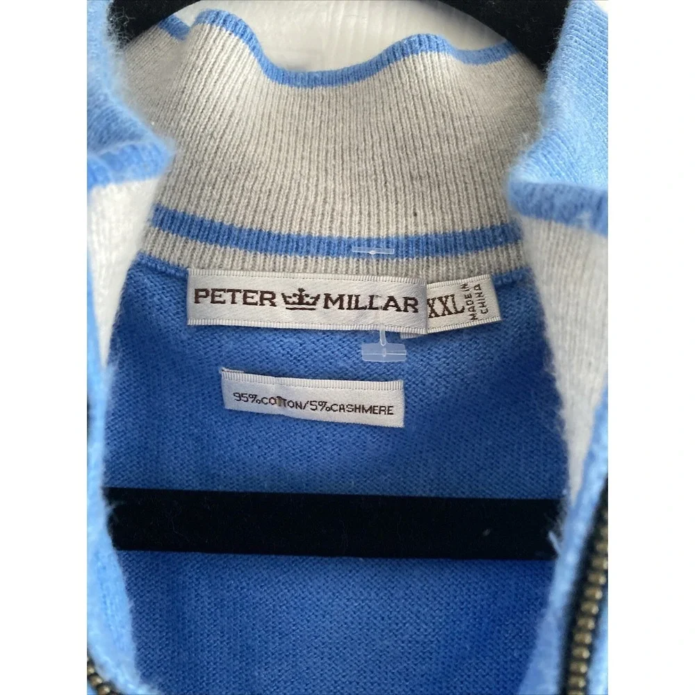 Peter Millar Quarter Zip Sweater‎ Vest Mens Blue Golf Cashmere Blend Size XXL